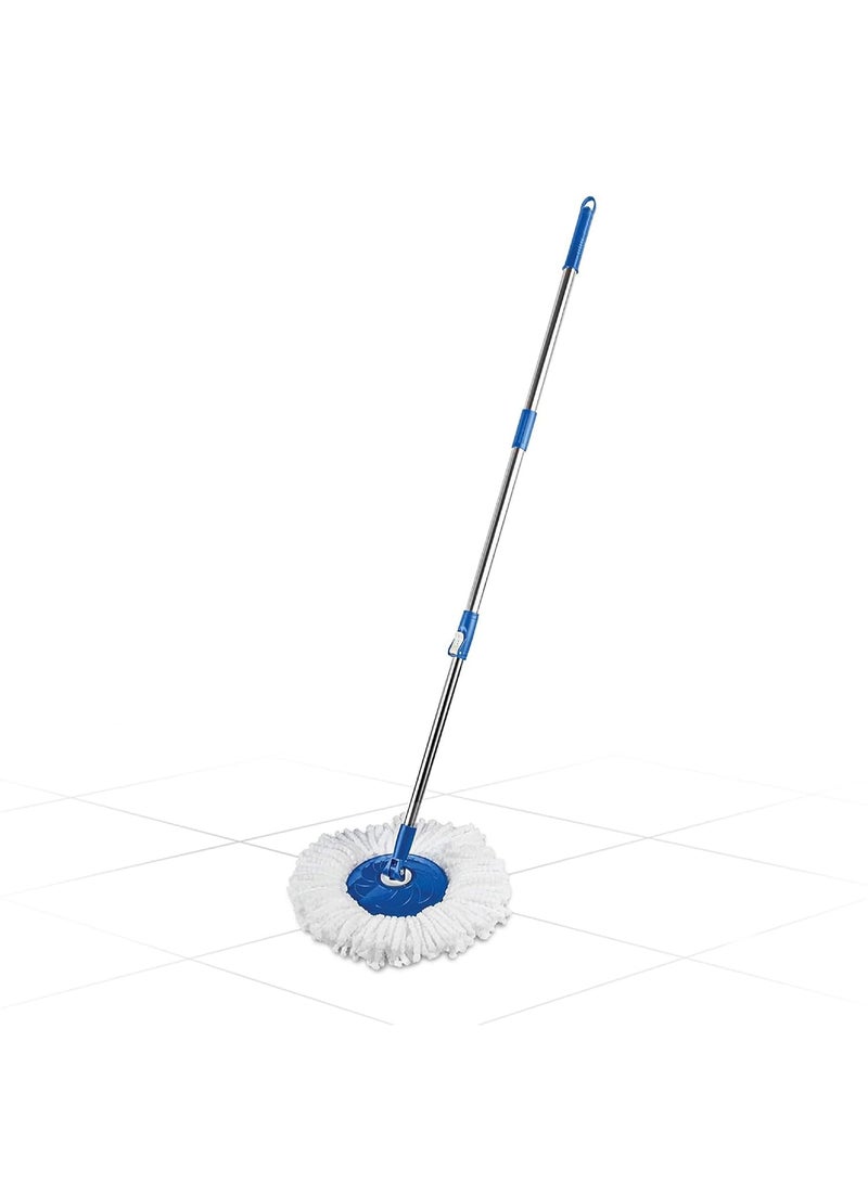 Gala Spin Mop Extendable Handle/Stick Rod with Microfiber Refill (150750), White & Blue finish - Image 1